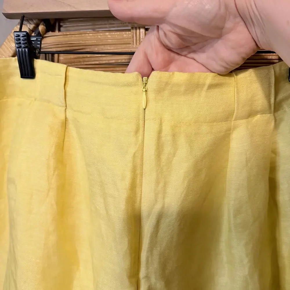 J.Crew Yellow Linen Silk Mini Skirt Sz 8 Lightweight Summer Pocket Skirt resort